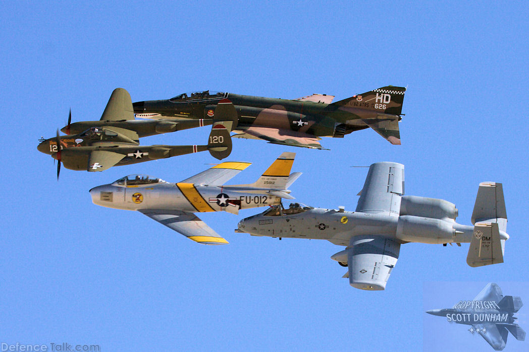 USAF Heritage Flight A-10 F-4 F-86 P-38