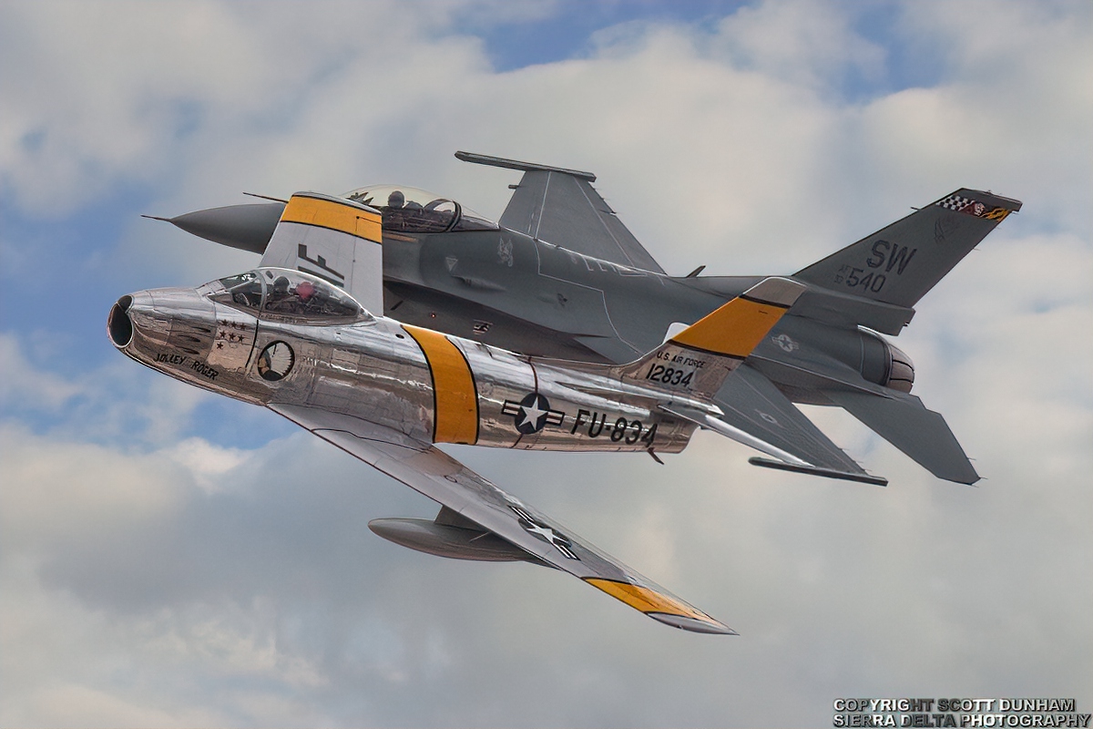 USAF Heritage Flight F-16 Viper and F-86 Sabre