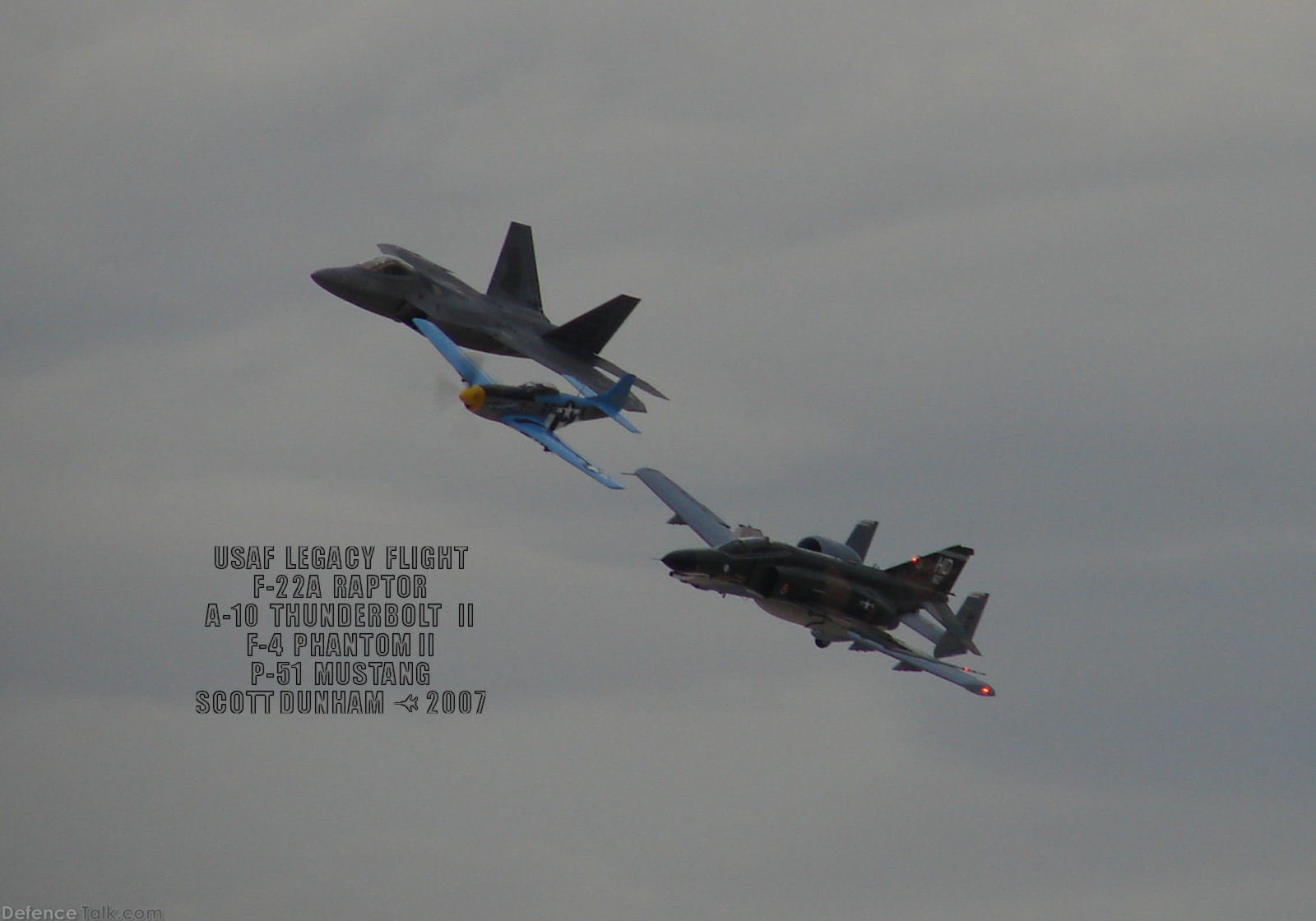 USAF Heritage Flight  F-22A  A-10  F-4  P-51