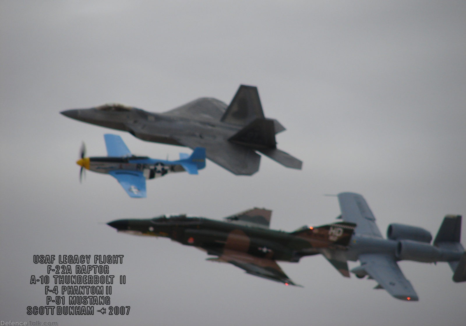 USAF Heritage Flight  F-22A  A-10  F-4  P-51