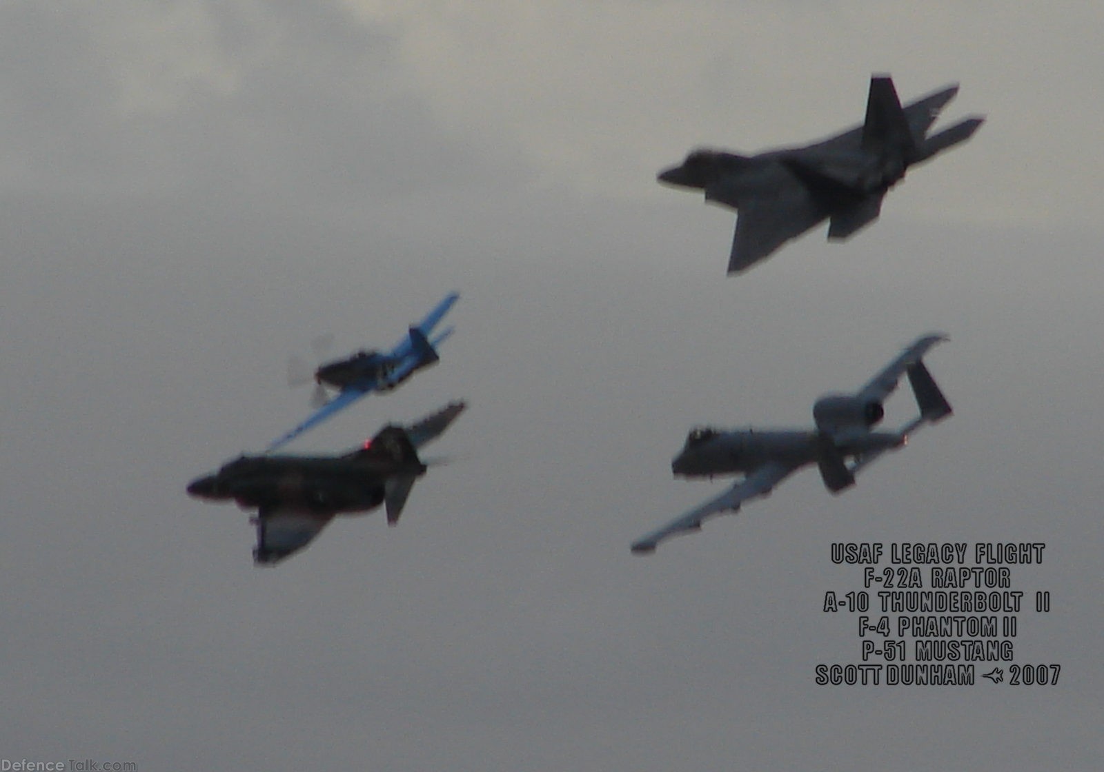 USAF Heritage Flight  F-22A  A-10  F-4  P-51