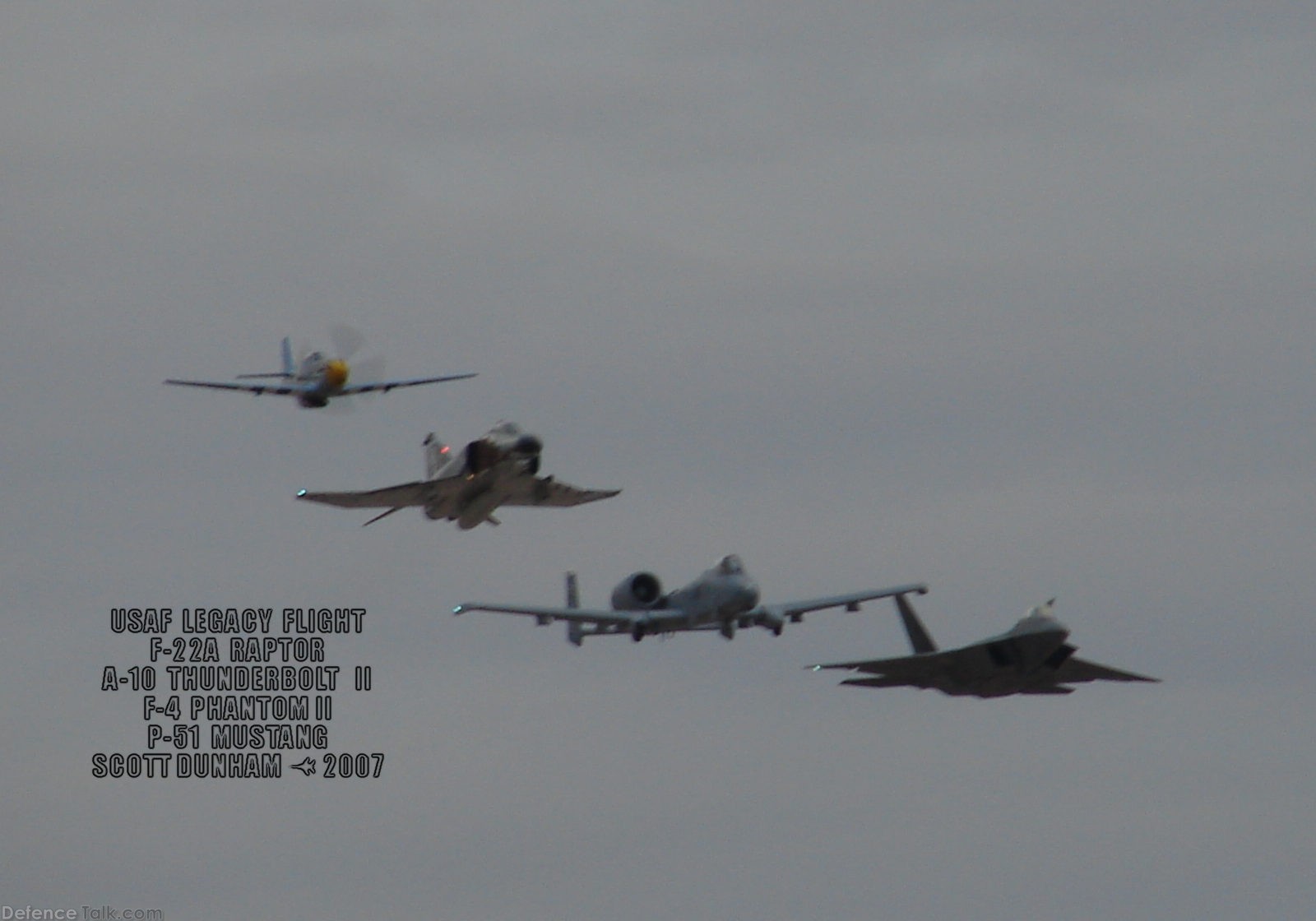 USAF Heritage Flight  F-22A  A-10  F-4  P-51