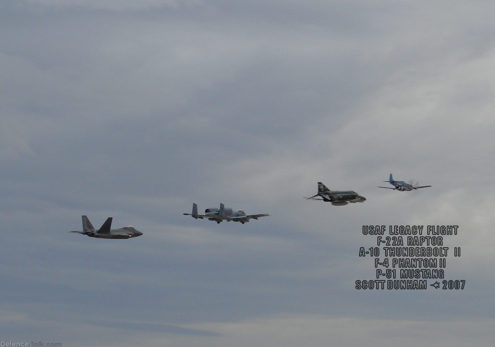 USAF Heritage Flight  F-22A  A-10  F-4  P-51