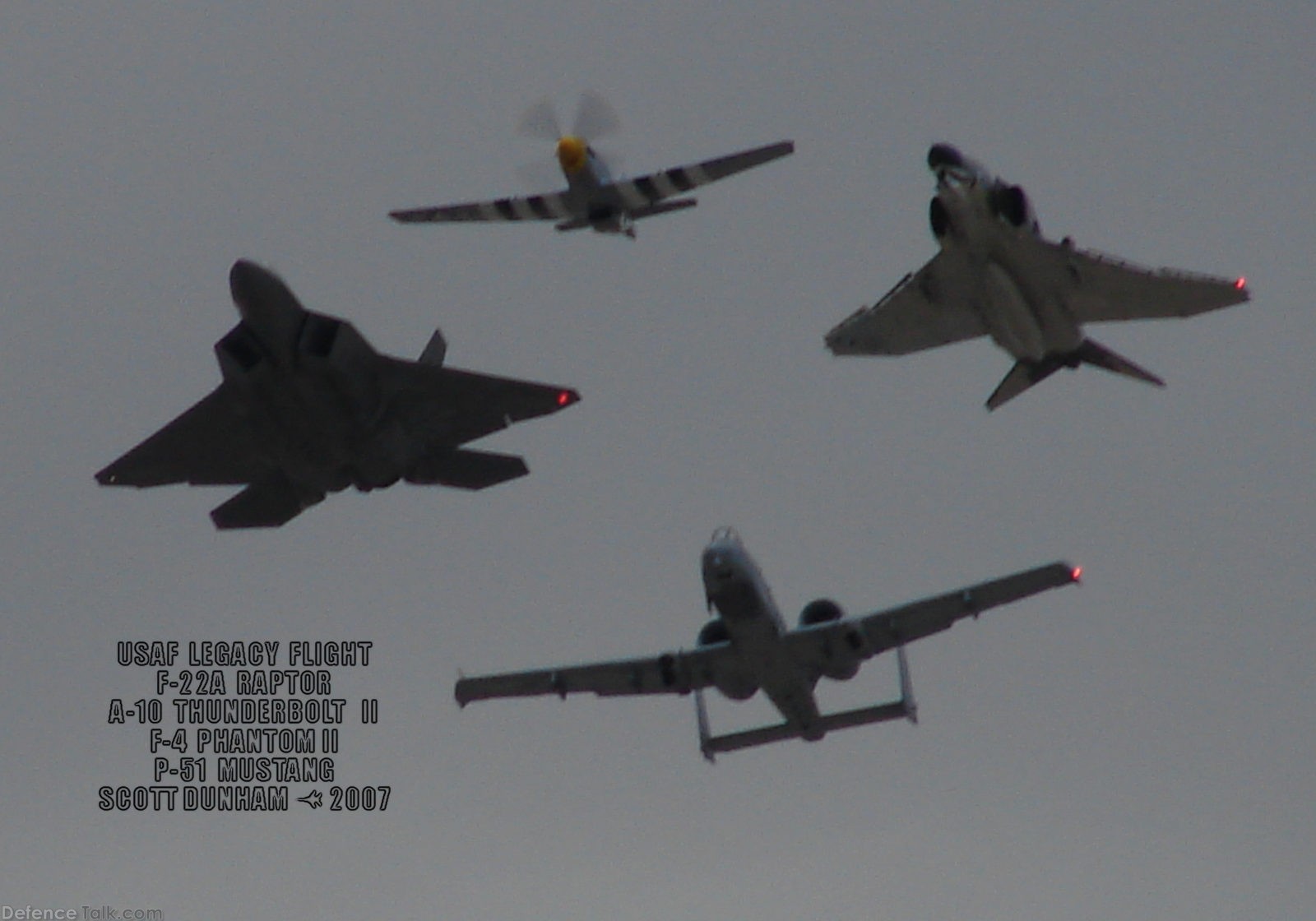 USAF Heritage Flight  F-22A  A-10  F-4  P-51