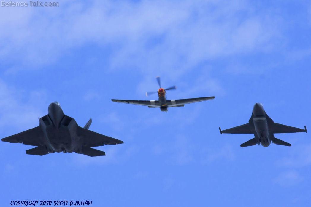 USAF Heritage Flight F-22A, P-51, F-16