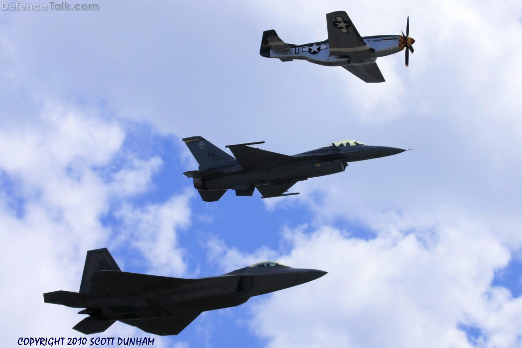 USAF Heritage Flight F-22A, P-51, F-16