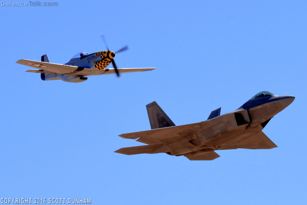 USAF Heritage Flight F-22A Raptor and P-51 Mustang