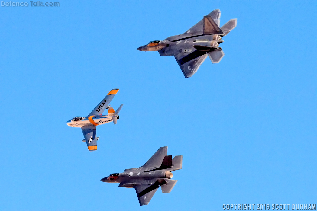 USAF Heritage Flight - F-22A Raptor, F-35A Lightning II & F-86 Sabre Fi