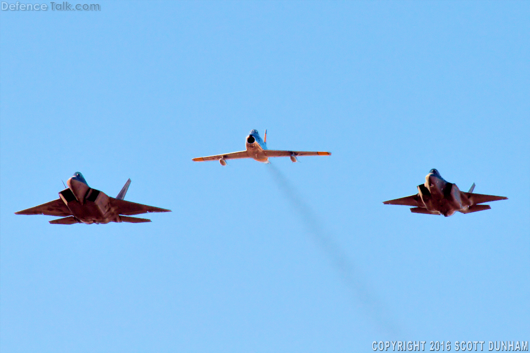 USAF Heritage Flight - F-22A Raptor, F-35A Lightning II & F-86 Sabre Fi