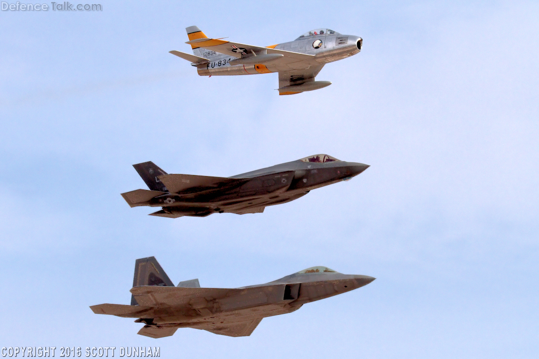 USAF Heritage Flight - F-22A Raptor F-35A Lightning II & F-86 Sabre