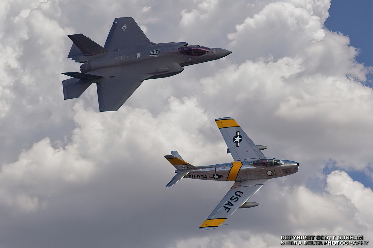 USAF Heritage Flight-F-35A Panther and F-86 Sabre