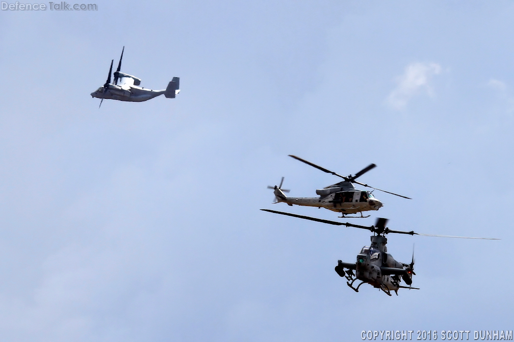 USMC AH-1Z Viper UH-1Y Venom Helicopters & MV-22 Osprey Tilt