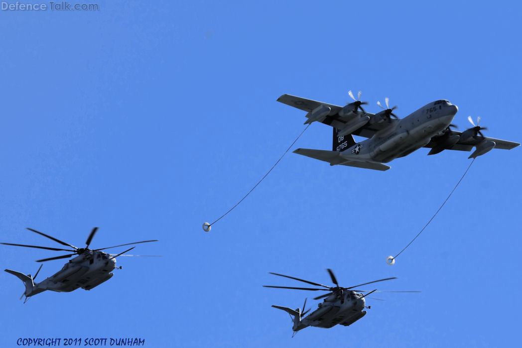 USMC KC-130 Hercules refueling CH-53 Sea Stallions