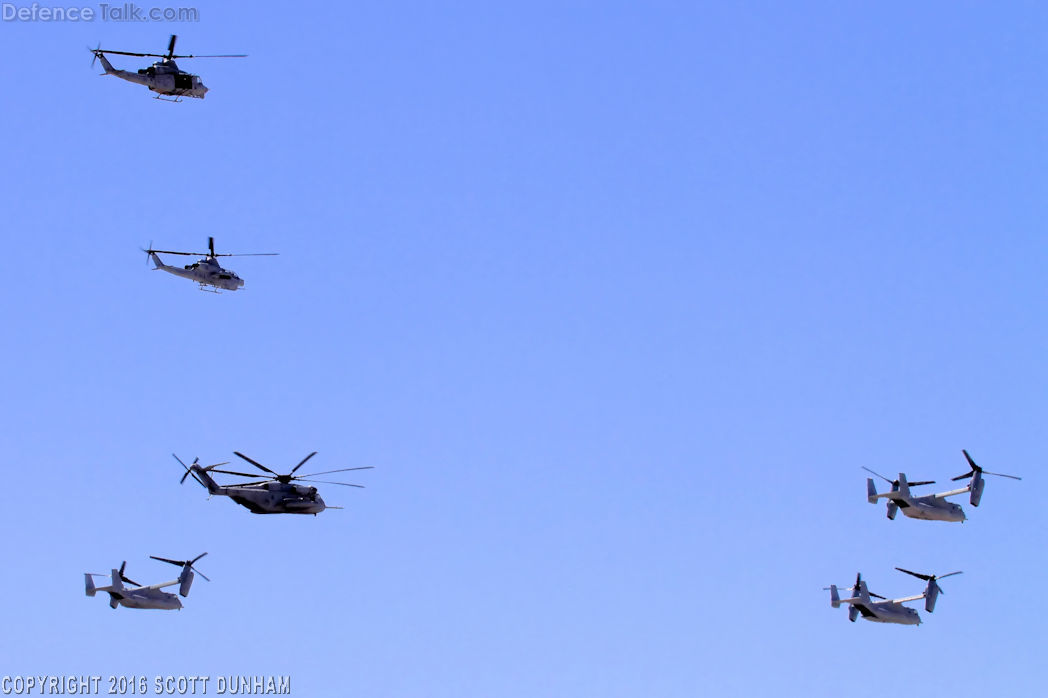 USMC MV-22 Osprey CH-53E Super Stallion and UH-1 Venom