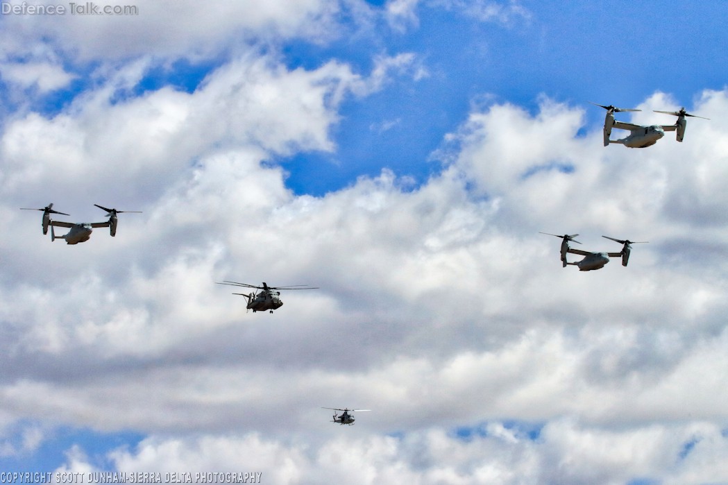 USMC MV-22 Osprey CH-53E Super Stallion and UH-1Y Venom