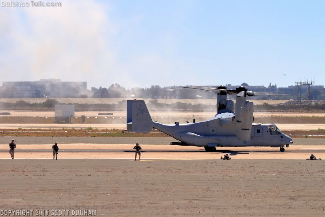 USMC MV-22 Osprey Tiltrotor Aircraft Deploys Marines