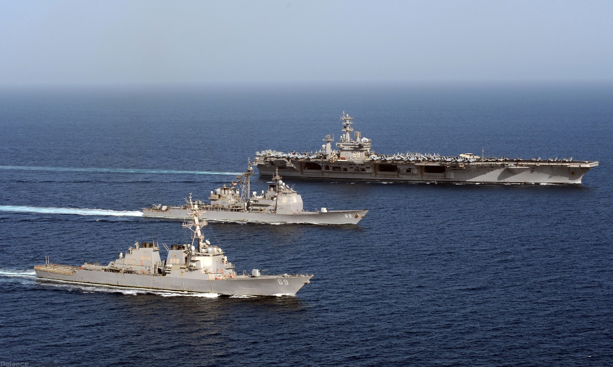 USS Dwight D. Eisenhower (CVN 69) USS Vicksburg (CG 69)  USS Milius (DDG 69