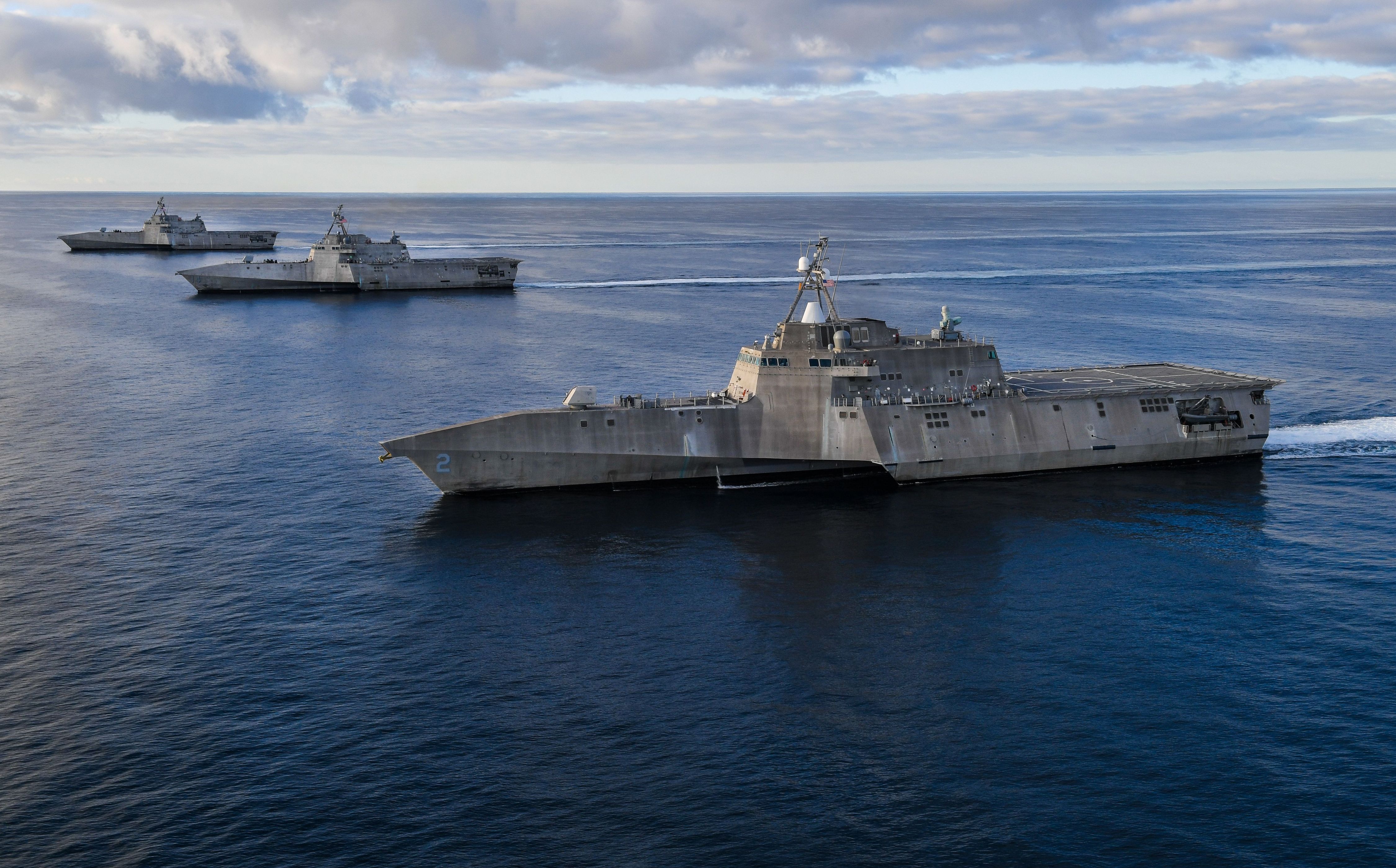 USS Independence (LCS 2), USS Manchester (LCS 14), and USS Tulsa (LCS 16)