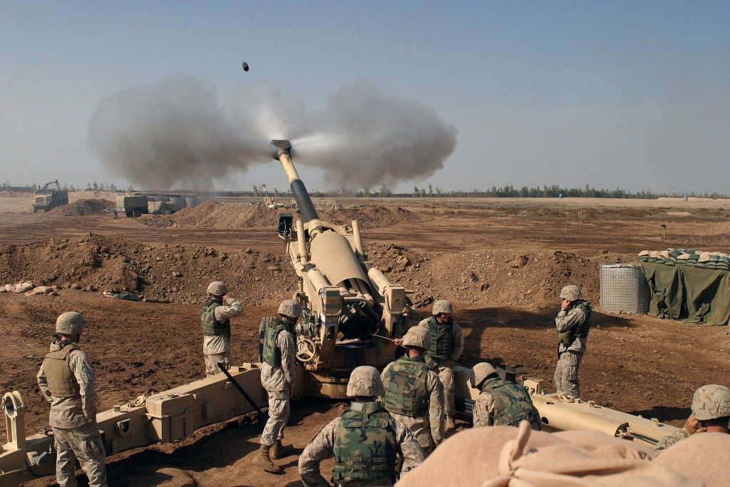 An M-198 155mm Howitzer of the US Marines