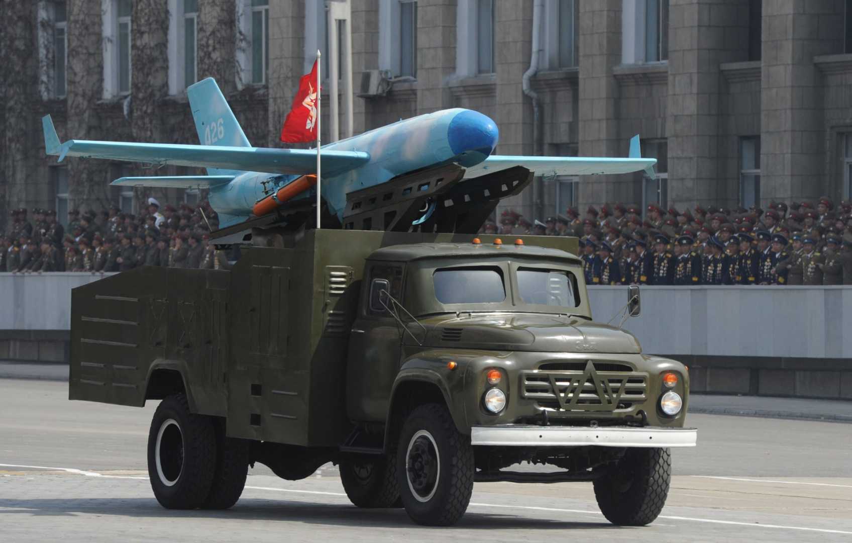 Zil-130 truck carrying a North Korean drone
