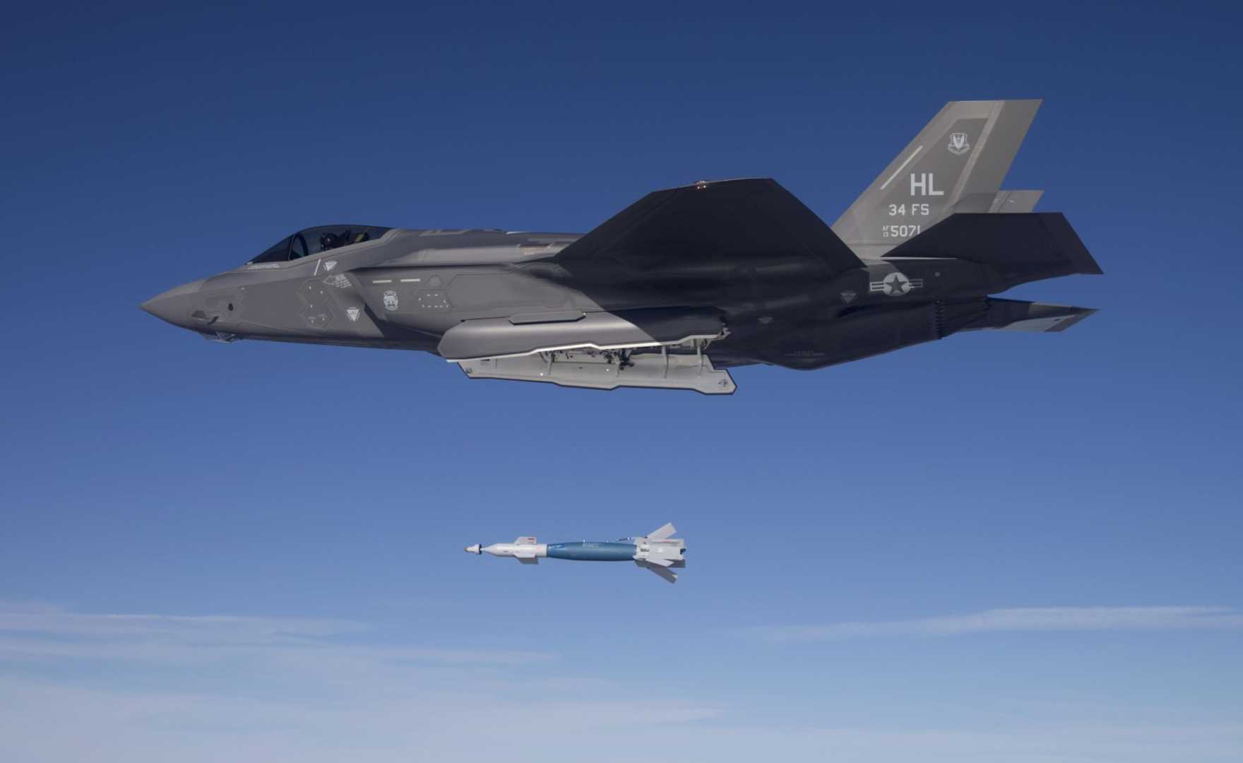 GBU-12 laser-guided bomb from an F-35A