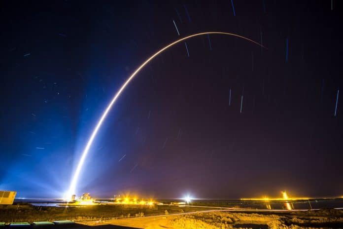 Atlas V rocket carrying the Space Based Infrared System GEO Flight 4 satellite
