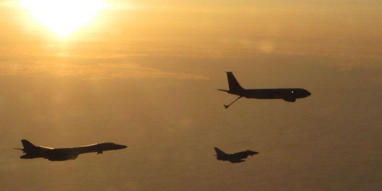 RAF Typhoons Train with United States B-1B Bombers and NATO Allies