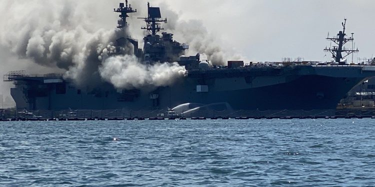 Major fire breaks out on US Navy ship in California