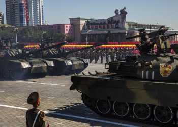 Machines not missiles on show at North Korea anniversary parade