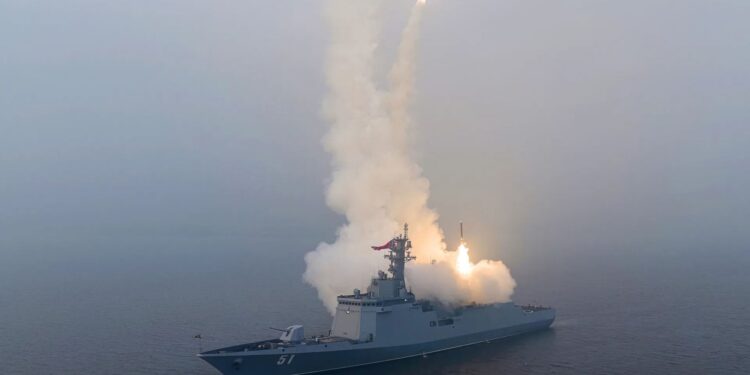 North Korea’s Kim oversees naval destroyer, cruise missile test